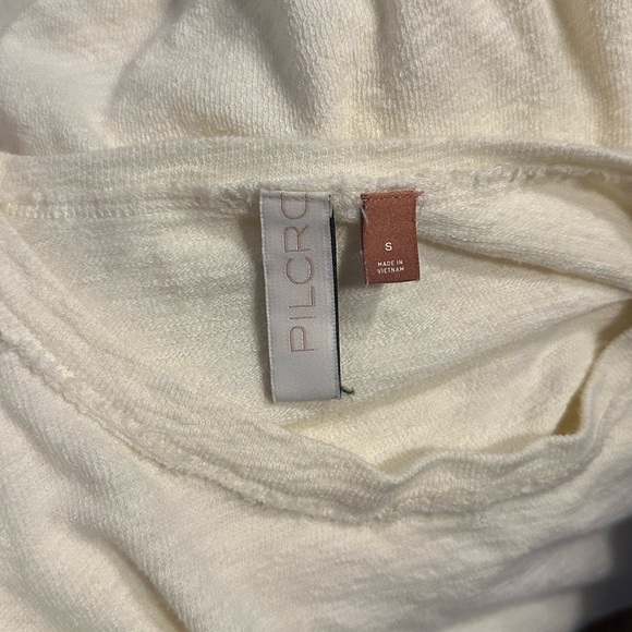 PILCRO Anthropologie Ruffle Sleeve Ivory Pullover Cotton Modal Boho Sweater Sz S - Picture 7 of 11